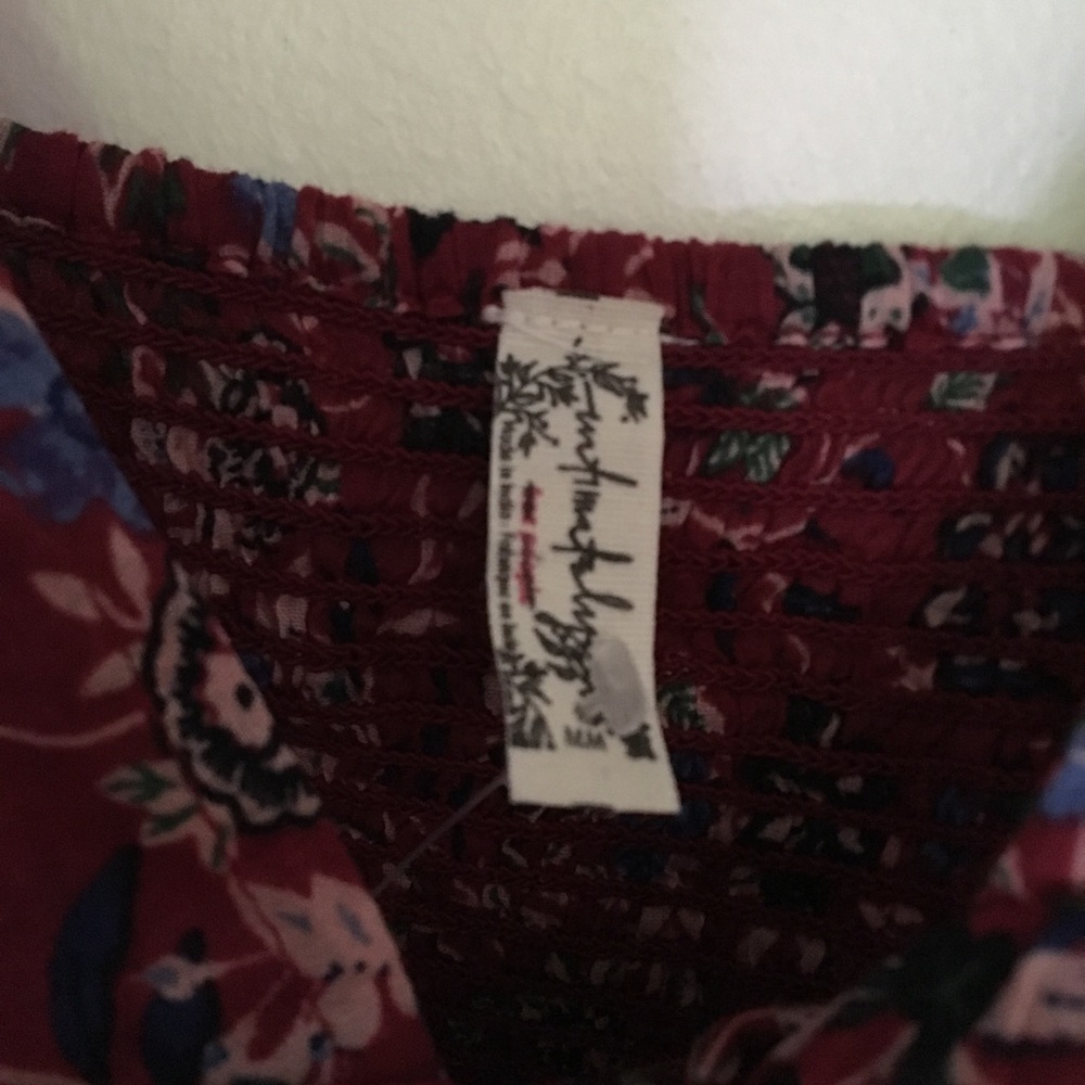 NWOT Free People burgundy floral top size M - Picture 3 of 7
